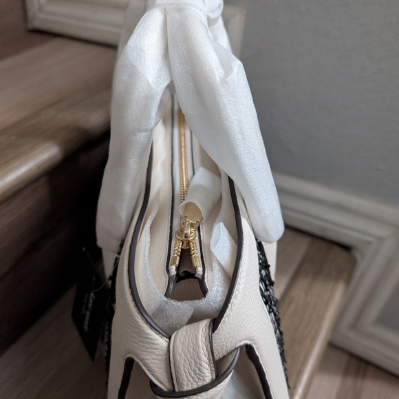 NWT Kate Spade KH022 Knott Raffia Tweed Medium Zip-top Satchel Crossbody - Picture 5 of 5